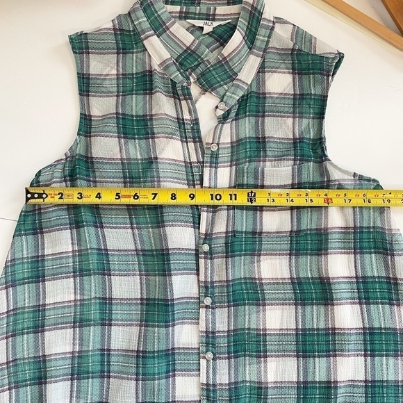Jack By Steve Madden Barbi Top in Multi Plaid Green Sleeveless Button Front y2k - Picture 7 of 8